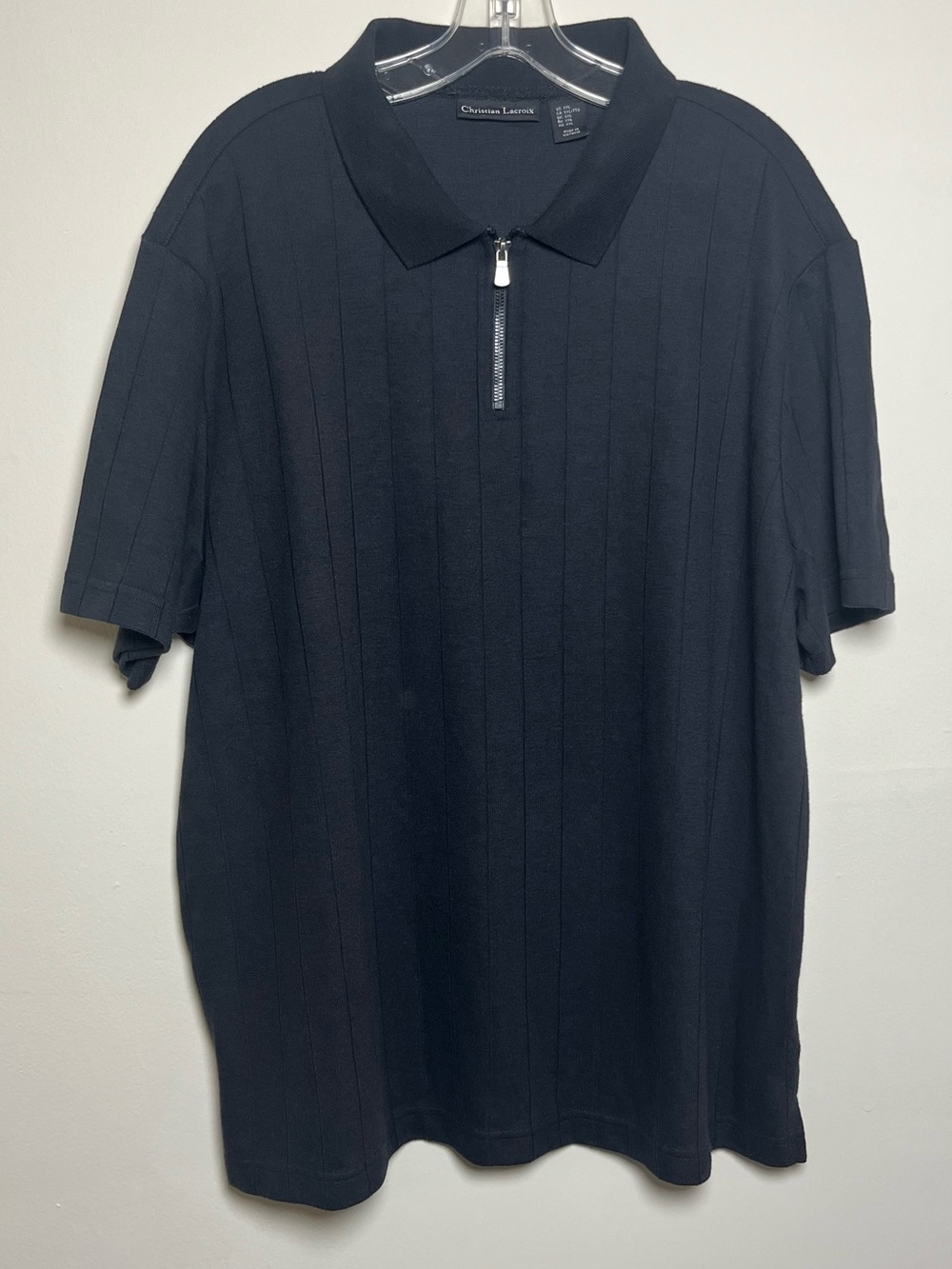 Men's Christian Lacroix Black Short-Sleeve Zip Polo
